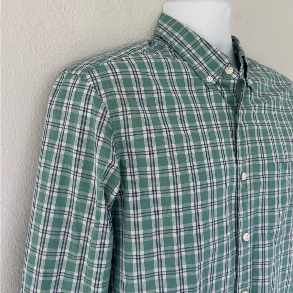 J. Crew mint green plaid flex washed slim fit button down dress shirt medium